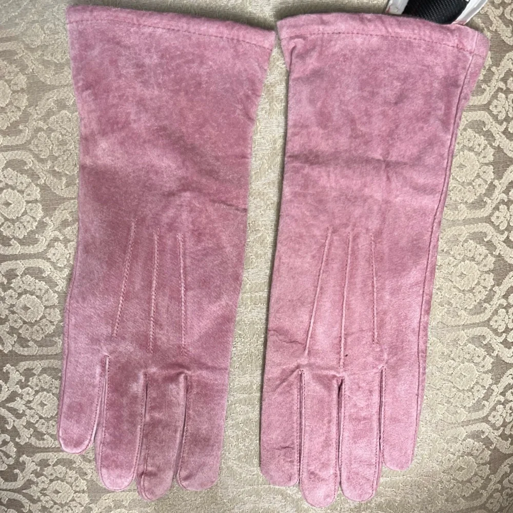 Lizden pink suede gloves machine washable large NWT